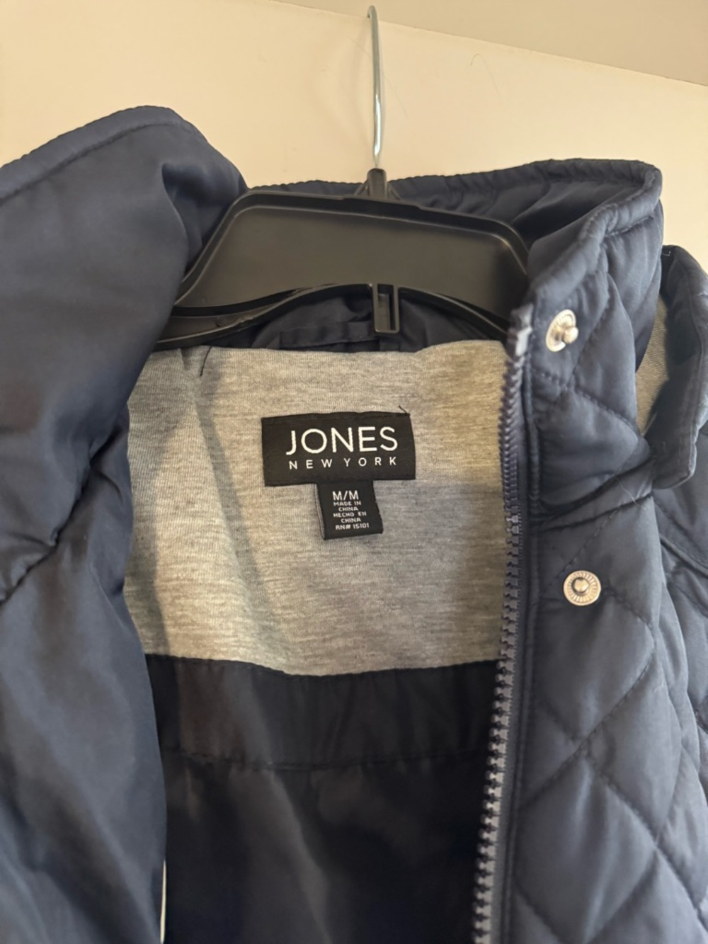 Jones New York Quilted Black Diamond-Pattern Puffer Jacket - Picture 2 of 3